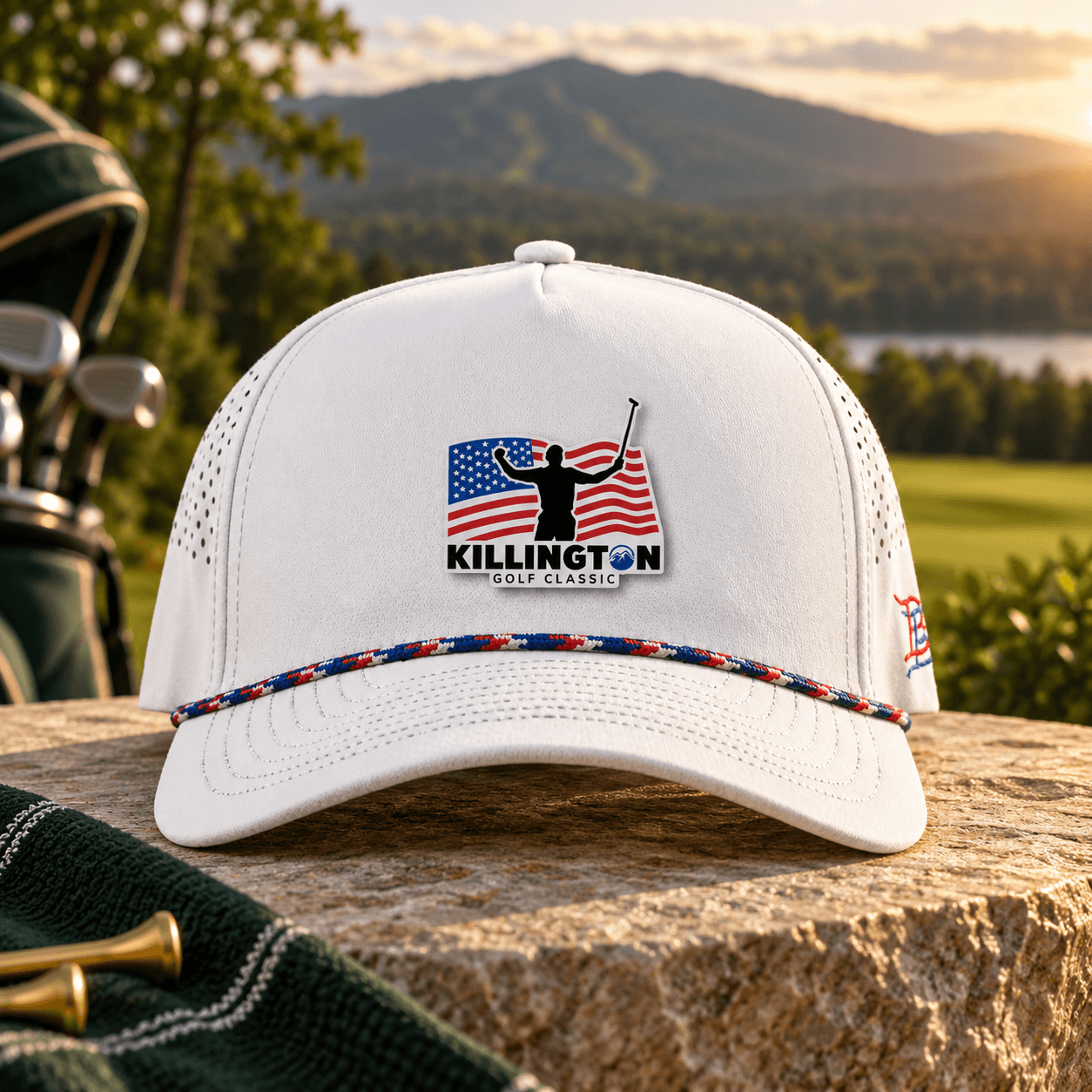 Killington Classic Ryder Cup performance hat in an editorial golf setting
